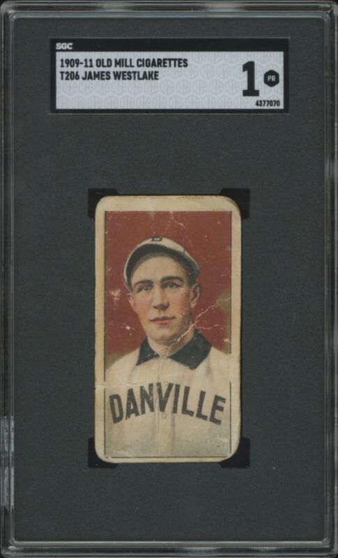 1909 T206 JAMES WESTLAKE POOR OLD MILL SL SGC 1 BASEBALL DANVILLE RED SOX