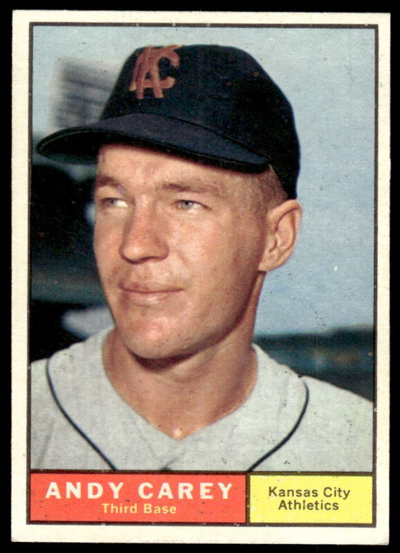 1961 TOPPS ANDY CAREY 518 EX BASEBALL KANSAS CITY ATHLETICS