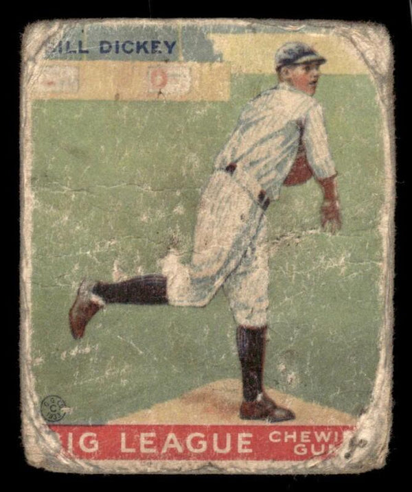 1933 WORLD WIDE GUM BILL DICKEY 19 POOR RC BASEBALL NEW YORK YANKEES