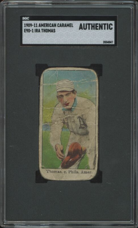 1909 E90-1 IRA THOMAS POOR AMERICAN CARAMEL SGC A PHILADELPHIA ATHLETICS