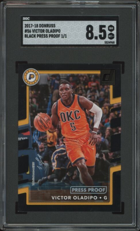 2017 DONRUSS VICTOR OLADIPO 56 NRMT-MT+ PRESS PROOF BLACK 44927 SGC 8.5 PACERS