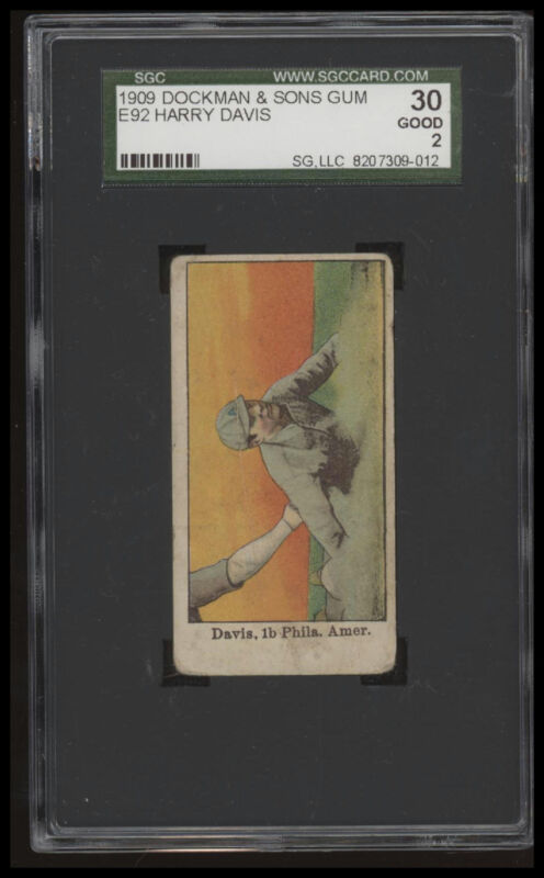 1909 E92 HARRY DAVIS GOOD DOCKMAN & SUNS GUM SGC 2 PHILADELPHIA ATHLETICS