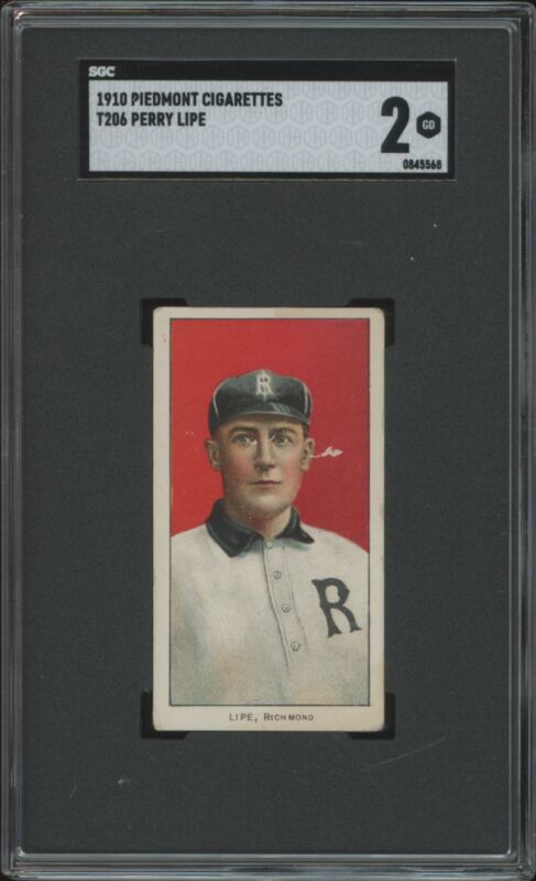 1909 T206 PERRY LIPE NNO GOOD SL PIEDMONT 350 SGC 2 BASEBALL RICHMOND COLTS