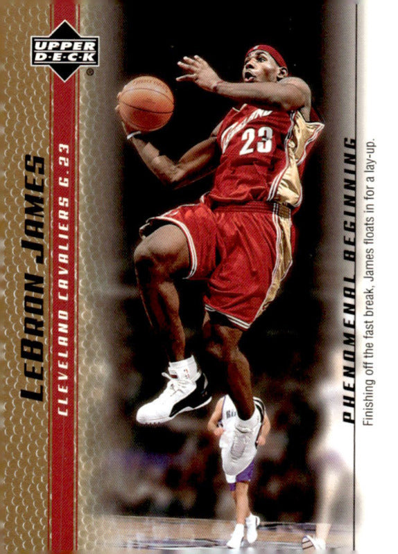 2003 UPPER DECK LEBRON JAMES PHENOMENAL BEGINNING LEBRON JAMES 7 GOLD CAVALIERS