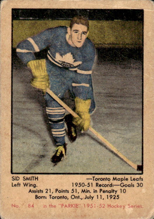 1951 PARKHURST SID SMITH 84 GOOD RC HOCKEY TORONTO MAPLE LEAFS