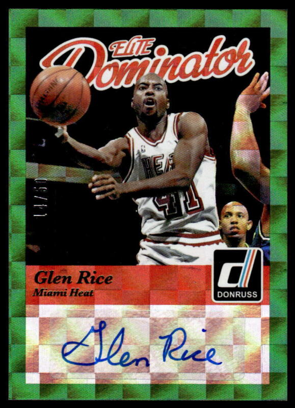 2014 PANINI HALL OF FAME GLEN RICE 7 ELITE DOMINATOR GREEN AUTOGRAPH 14/50 HEAT