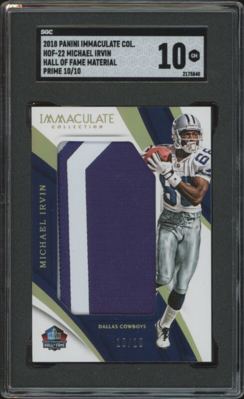 2018 PANINI IMMACULATE MICHAEL IRVIN HOF GEM MINT HOF JERSEY /10 SGC 10 COWBOYS