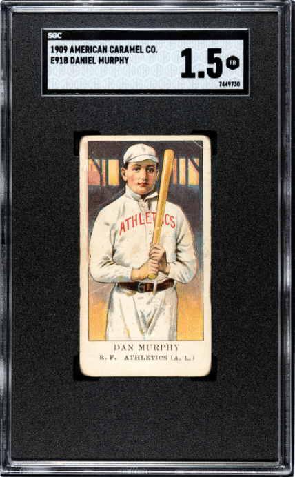 1909 E91-B DANIEL MURPHY FAIR AMERICAN CARAMEL SGC 1.5 PHILADELPHIA ATHLETICS