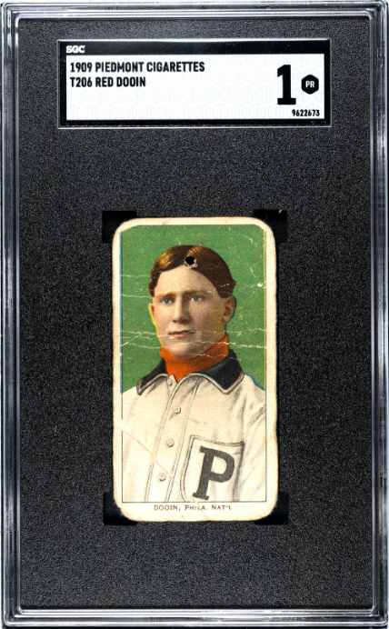 1909 T206 RED DOOIN NNO POOR PIEDMONT 150 PORTRAIT SGC 1 PHILADELPHIA PHILLIES