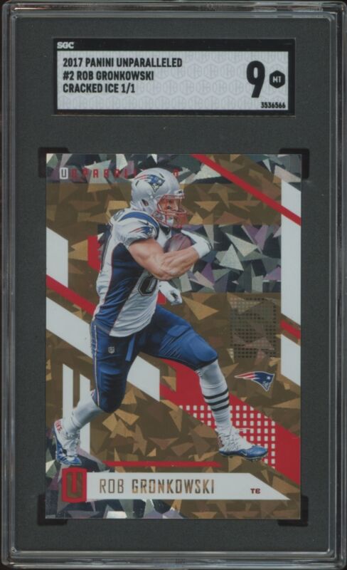 2017 PANINI UNPARALLELED ROB GRONKOWSKI 2 MINT CRACKED ICE 1/1 SGC 9 PATRIOTS