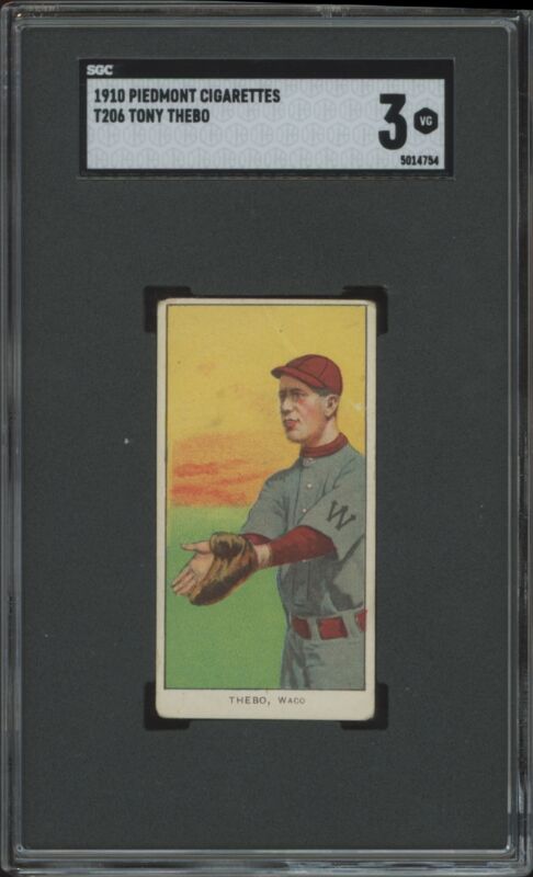 1909 T206 TONY THEBO VG SL PIEDMONT 350 SGC 3 BASEBALL WACO NAVIGATORS