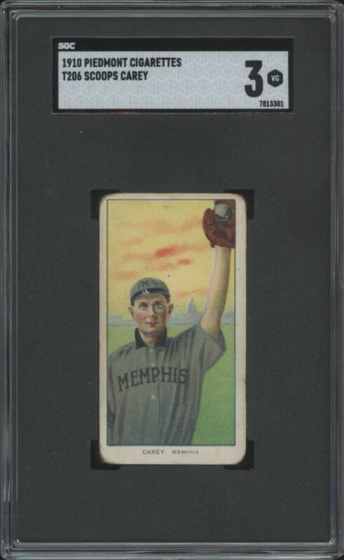 1909 T206 SCOOPS CAREY NNO VG SL PIEDMONT 350 SGC 3 BASEBALL MEMPHIS TURTLES