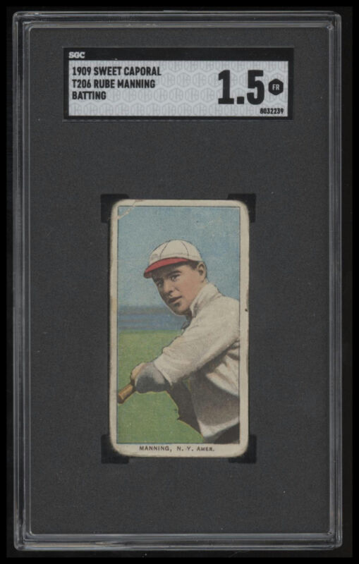 1909 T206 RUBE MANNING NNO FAIR SWEET CAPORAL 150 SGC 1.5 NEW YORK HIGHLANDERS