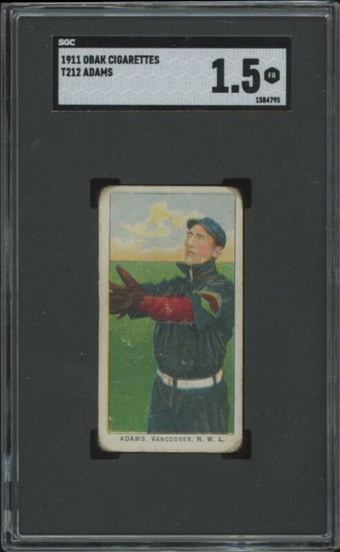1909 T212 JIMMY ADAMS NNO FAIR OBAK SGC 1.5 BASEBALL VANCOUVER BEAVERS