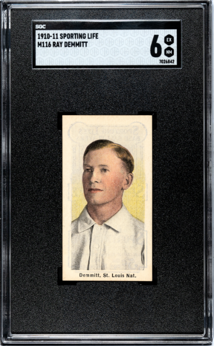 1910 M116 RAY DEMMITT NNO EXMT SPORTING LIFE SGC 6 BASEBALL ST. LOUIS CARDINALS
