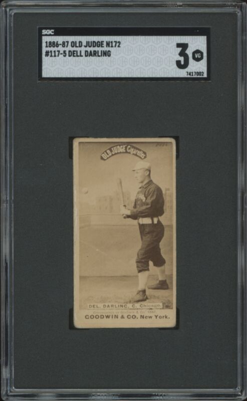 1887 N172 DELL DARLING VG OLD JUDGE BATTING SGC 3 CHICAGO WHITE STOCKINGS