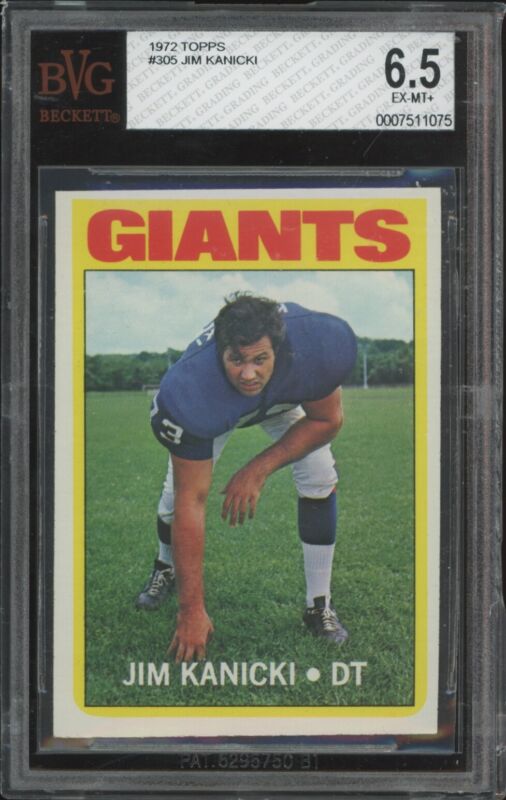 1972 TOPPS JIM KANICKI 305 EXMT+ RARE HIGH # BVG 6.5 FOOTBALL NEW YORK GIANTS