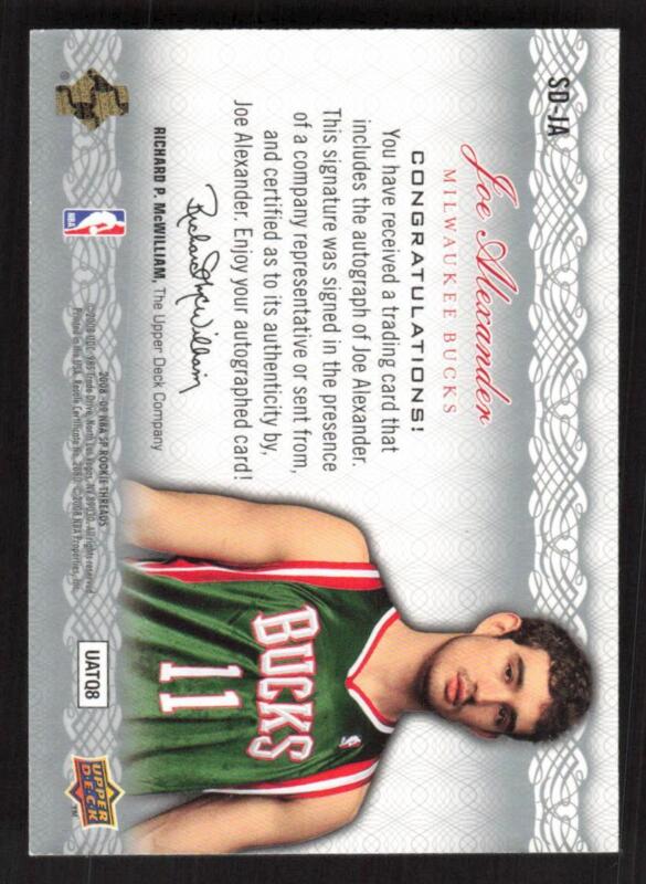 2008 SP ROOKIE THREADS JOE ALEXANDER SD-JA SIGNING DAY AUTOGRAPH RC BU ...