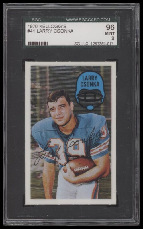 1970 KELLOGG'S LARRY CSONKA 41 MINT SGC 9 FOOTBALL MIAMI DOLPHINS