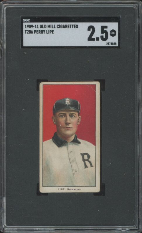1909 T206 PERRY LIPE NNO GOOD+ OLD MILL SL SGC 2.5 BASEBALL RICHMOND COLTS