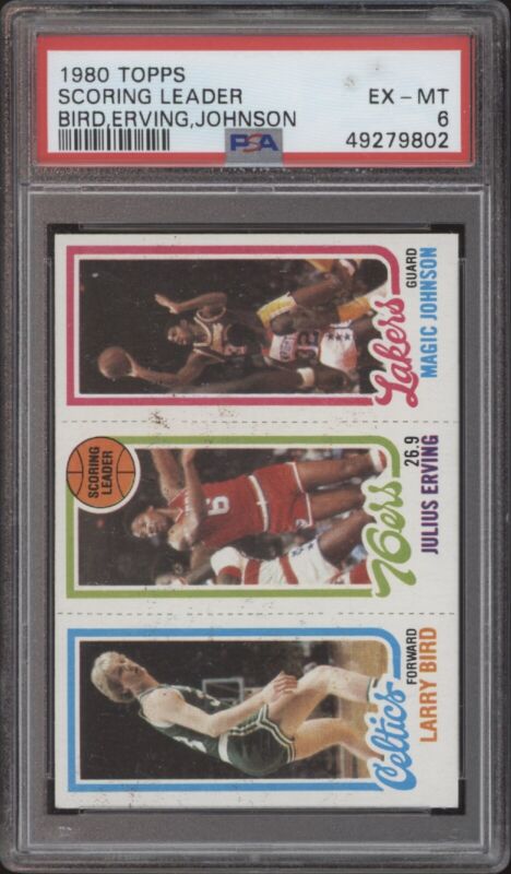 1980 TOPPS MAGIC JOHNSON EXMT LARRY BIRD JULIUS IRVING HOF RC PSA 6