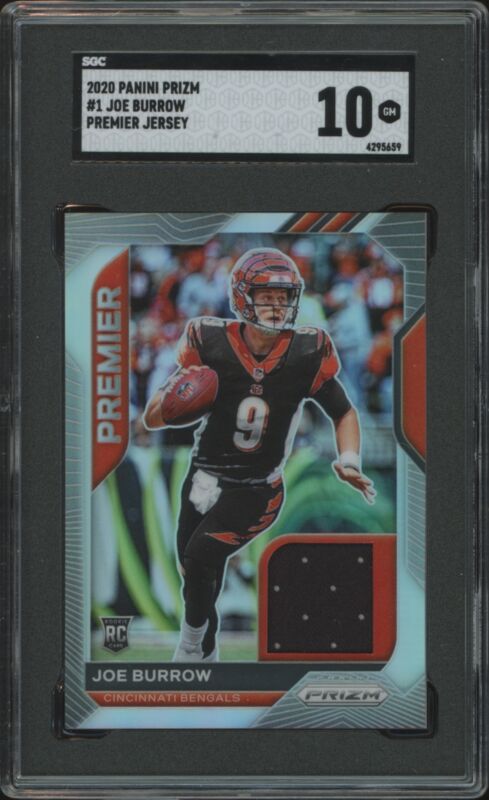 2020 PANINI PRIZM JOE BURROW 1 GEM MINT PREMIER JERSEY RC SGC 10 BENGALS