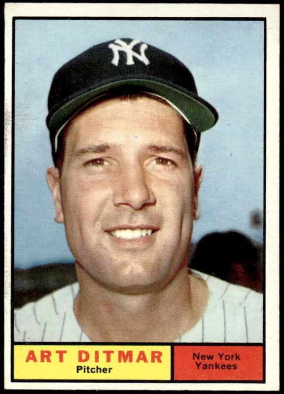 1961 TOPPS ART DITMAR 510 EXMT BASEBALL NEW YORK YANKEES