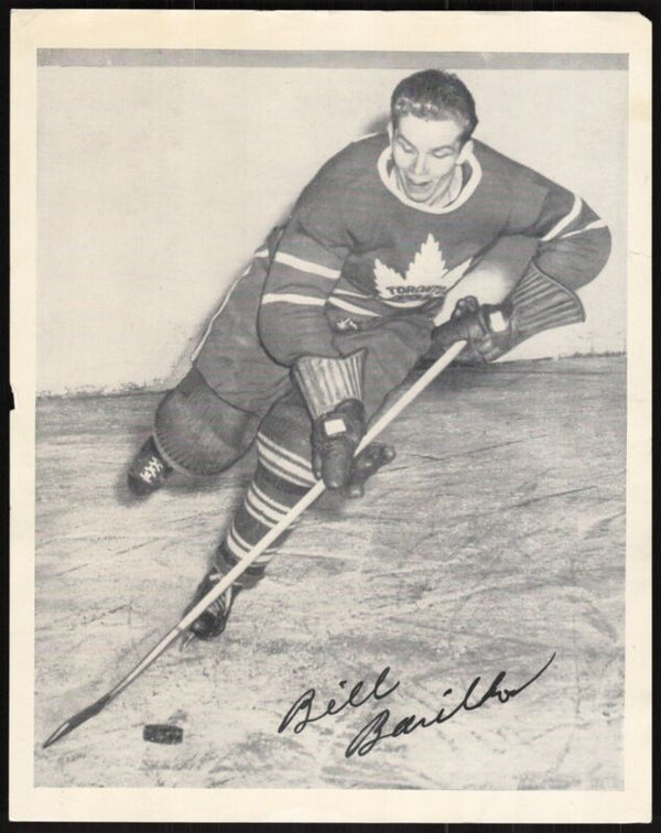 1945-54 QUAKER OATS PHOTOS BILL BARILKO VG ACTION DARK JERSEY MAPLE LEAFS