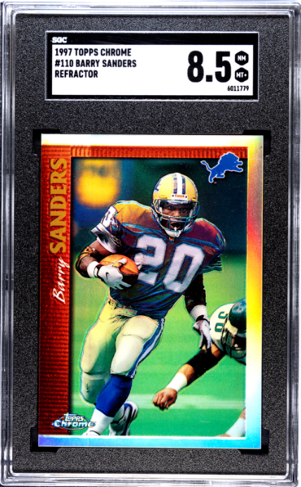 1997 TOPPS CHROME BARRY SANDERS 110 NRMT-MT+ REFRACTOR SGC 8.5 DETROIT LIONS