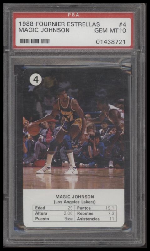 1988 FOURNIER ESTRELLAS MAGIC JOHNSON 4 GEM MINT PSA 10 LOS ANGELES LAKERS