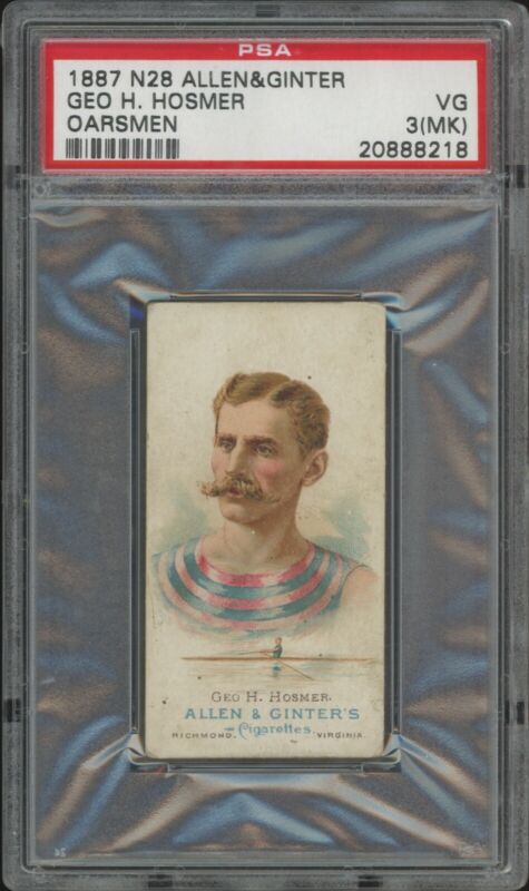 1887 N28 GEORGE HOSMER VG ALLEN & GINTER PSA 3 MK ROWING OARSMEN