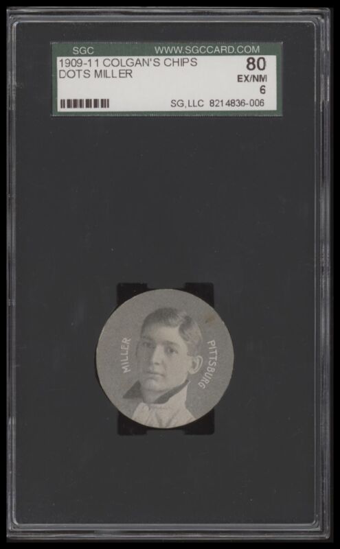 1909 COLGAN'S CHIPS DOTS MILLER EXMT STARS OF THE DIAMOND E254 SGC 6 PIRATES