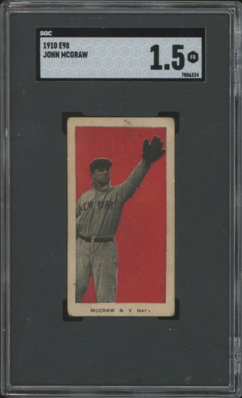 1910 E98 JOHN MCGRAW 2 FAIR RARE RED BACKGROUND HOF SGC 1.5 NEW YORK GIANTS