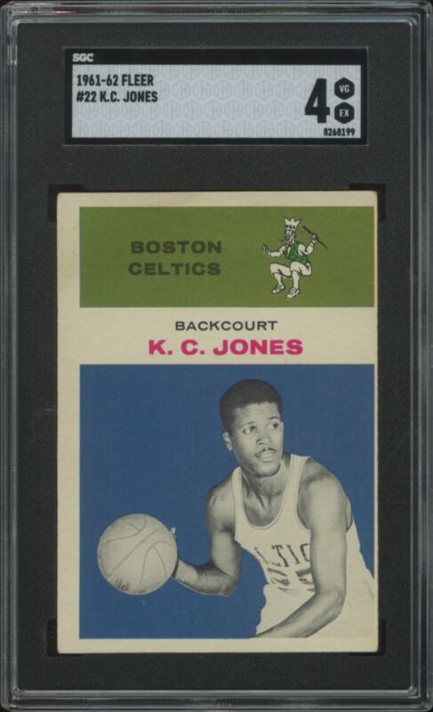 1961 FLEER K.C. JONES 22 VG-EX HOF RC SGC 4 BASKETBALL BOSTON CELTICS