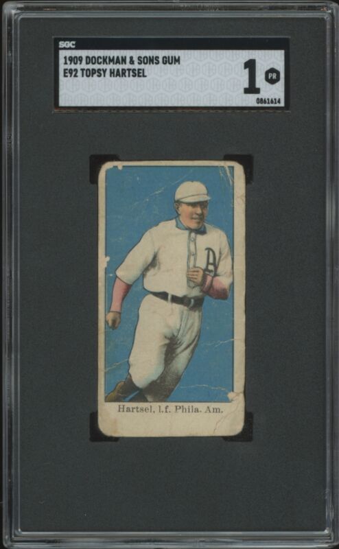 1909 E92 TOPSY HARTSEL POOR DOCKMAN & SONS SGC 1 BASEBALL PHILADELPHIA PHILLIES