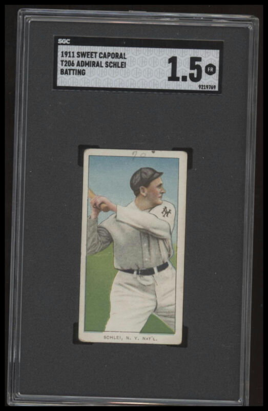 1909 T206 ADMIRAL SCHLEI FAIR BATTING SWEET CAPORAL 350-460 SGC 1.5 GIANTS