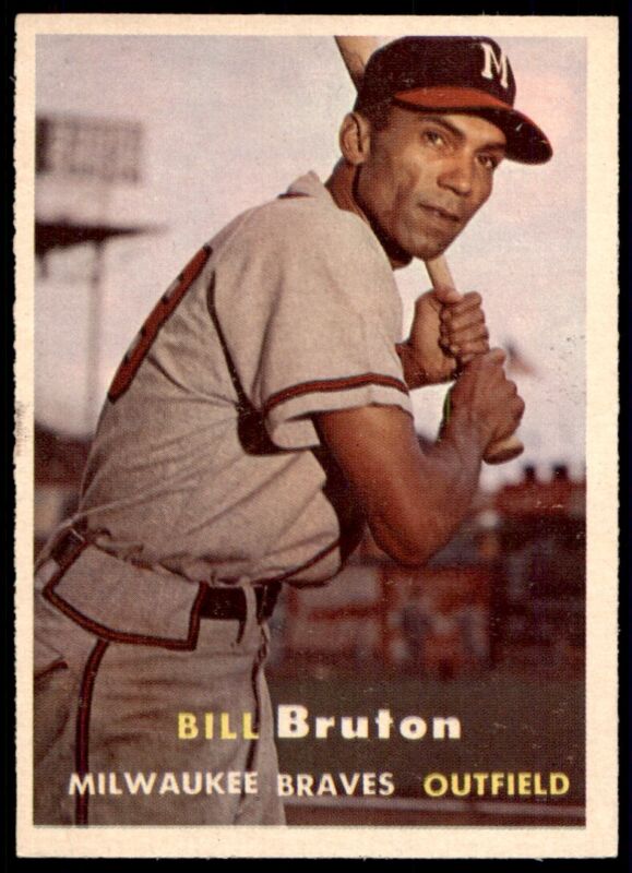 1957 TOPPS BILL BRUTON 48 EXMT BASEBALL MILWAUKEE BRAVES